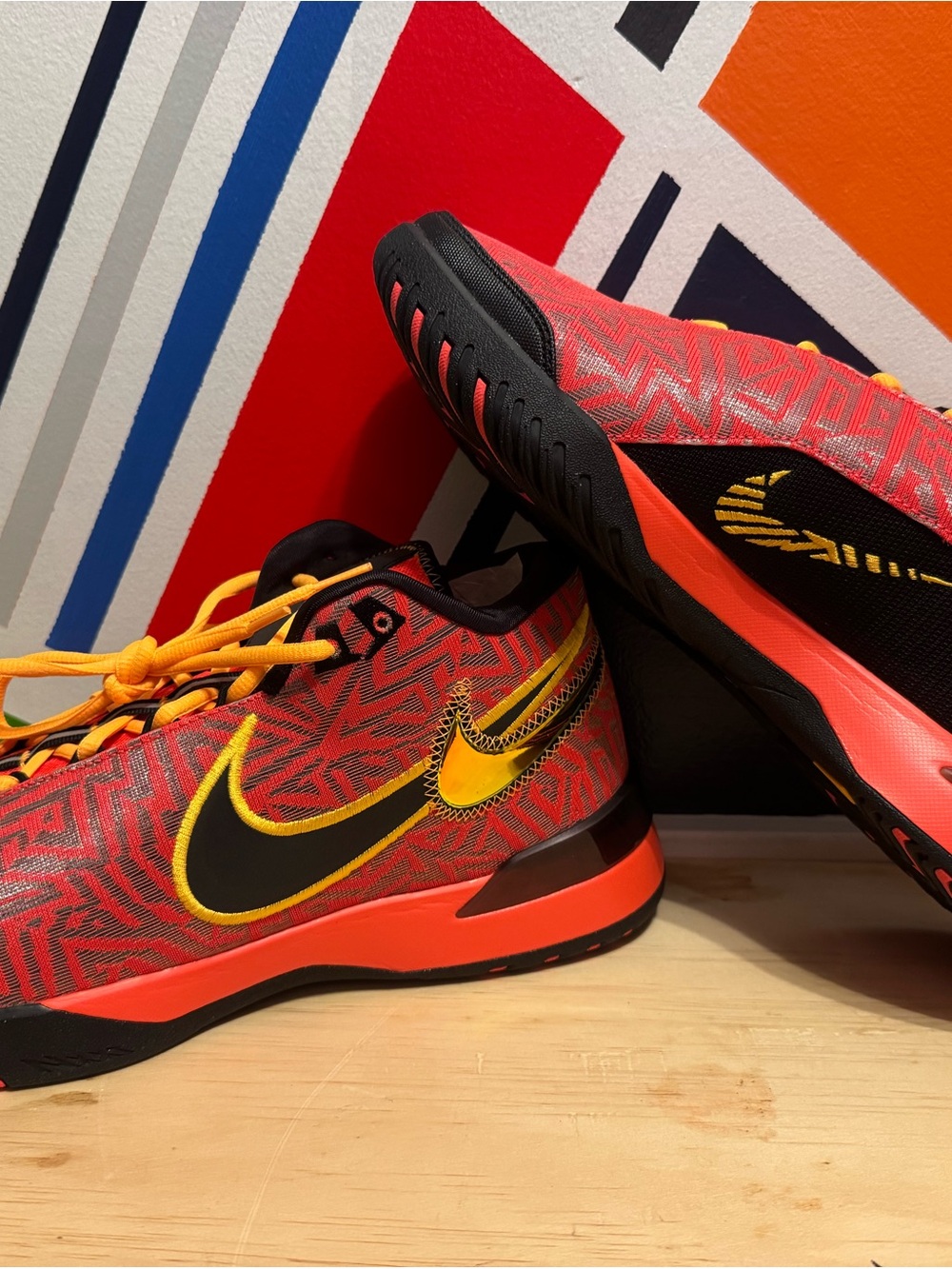 Nike Men’s Lebrons Red & Yellow Basketball Shoes